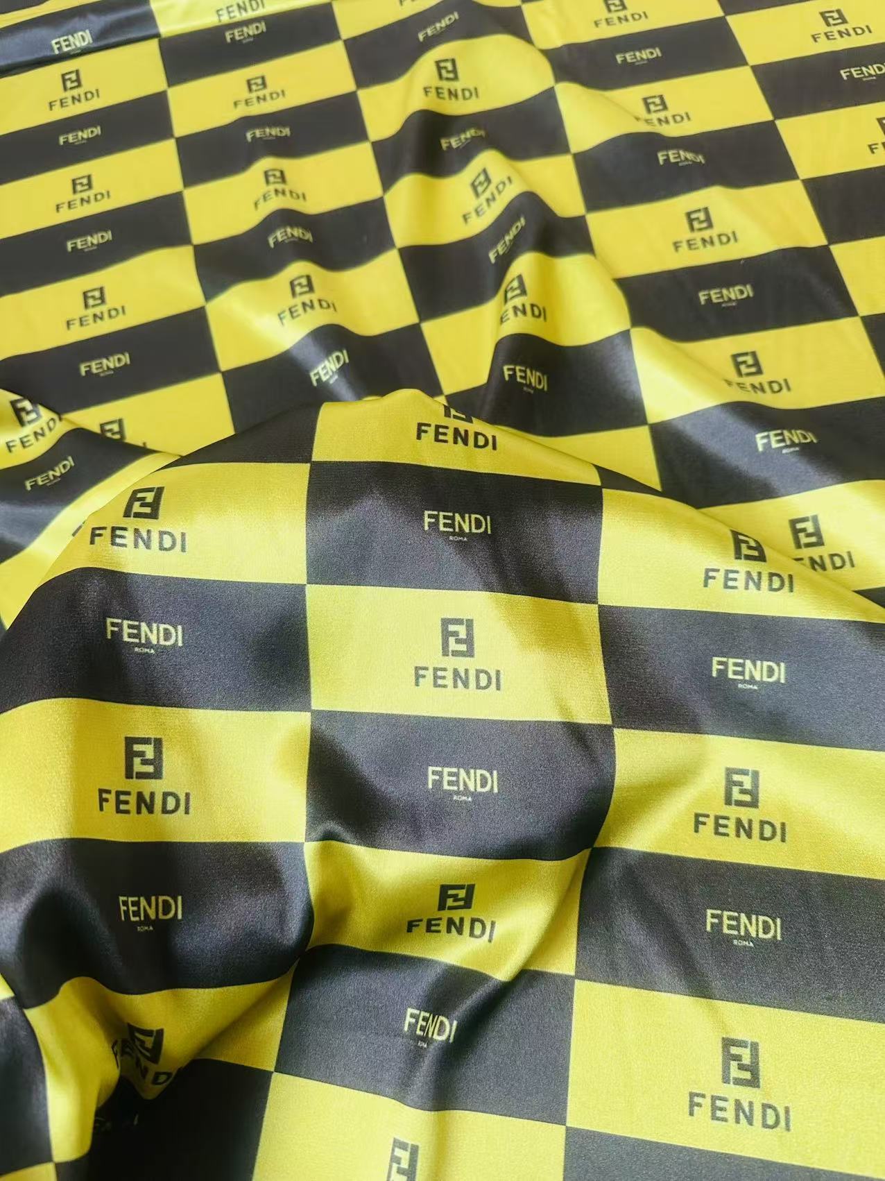 Classic Fendi Satin Shiny Cloth Fabric For Handmade Sewing Scarf ,Clothing Shoes By Yard