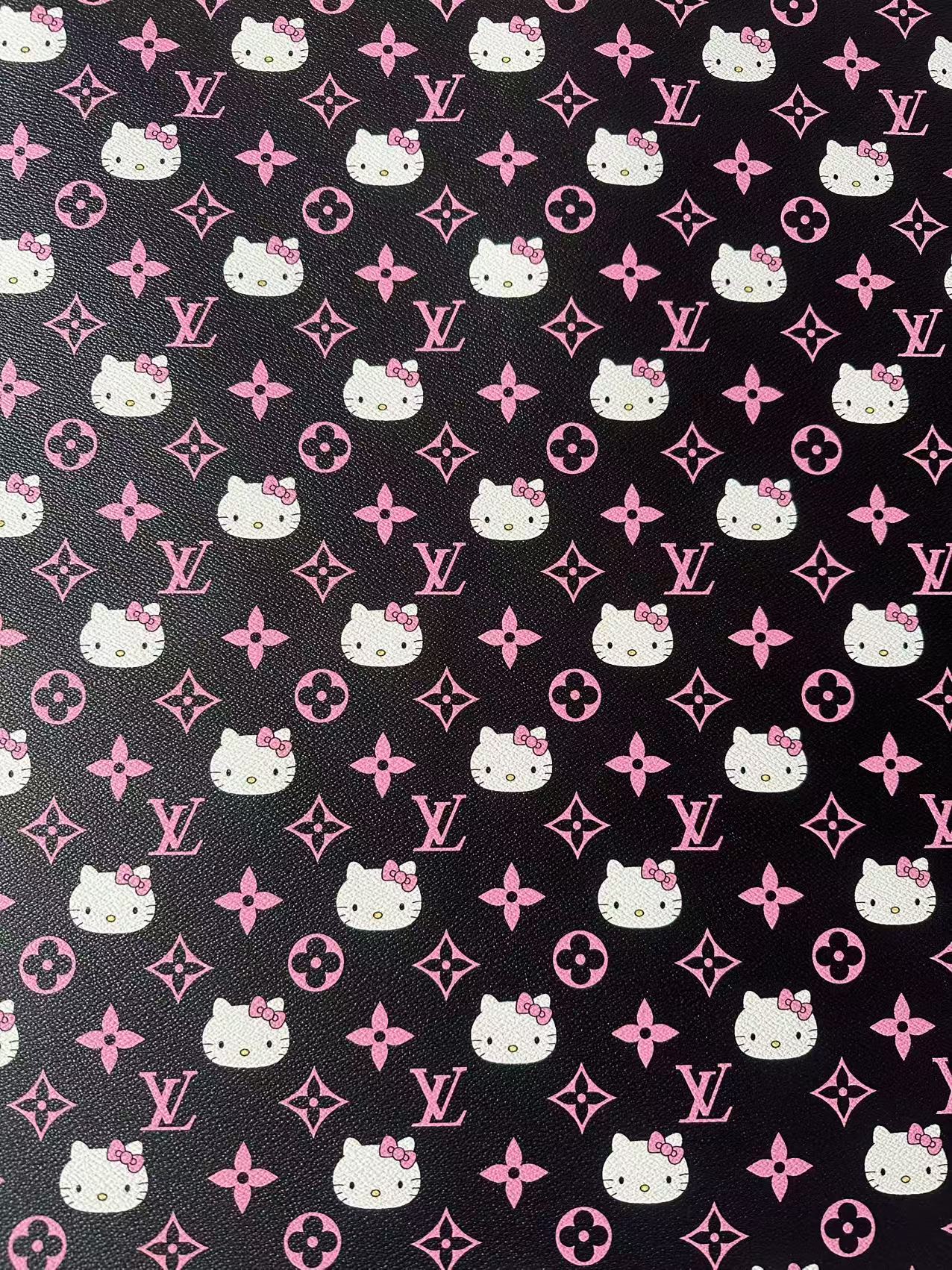 Craft Pink LV With Hello Kitty Vinly Leather For Handmade Shoes , Car Upholstery Handicraft Goods