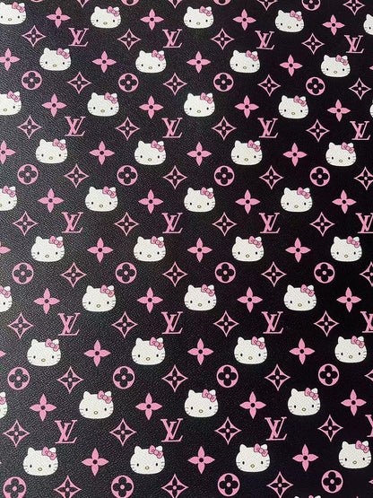 Craft Pink LV With Hello Kitty Vinly Leather For Handmade Shoes , Car Upholstery Handicraft Goods
