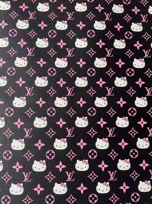 Craft Pink LV With Hello Kitty Vinly Leather For Handmade Shoes , Car Upholstery Handicraft Goods