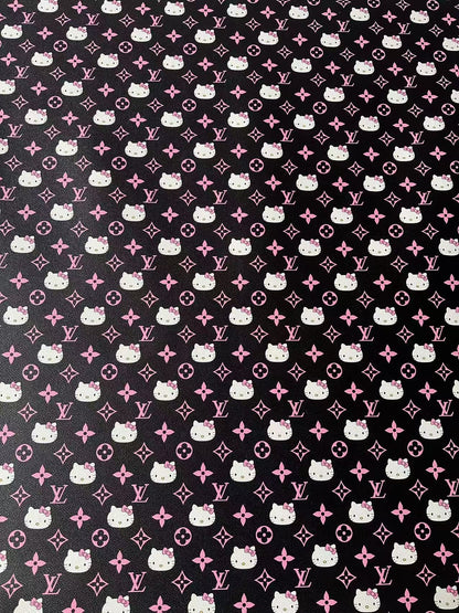 Craft Pink LV With Hello Kitty Vinly Leather For Handmade Shoes , Car Upholstery Handicraft Goods