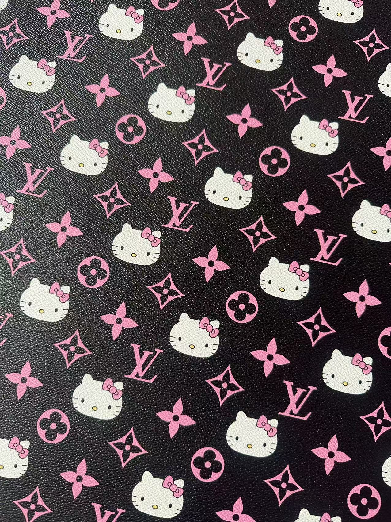 Craft Pink LV With Hello Kitty Vinly Leather For Handmade Shoes , Car Upholstery Handicraft Goods