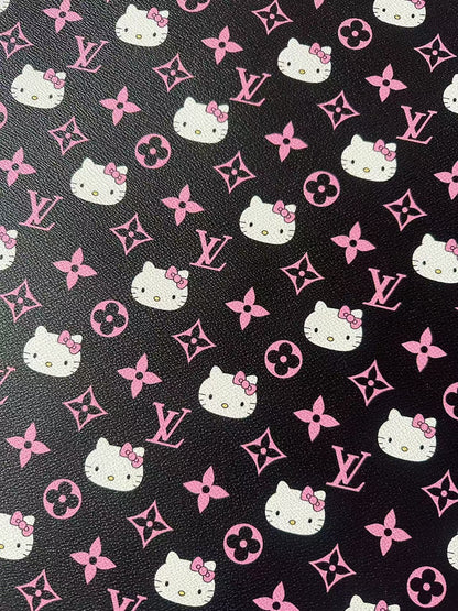 Craft Pink LV With Hello Kitty Vinly Leather For Handmade Shoes , Car Upholstery Handicraft Goods