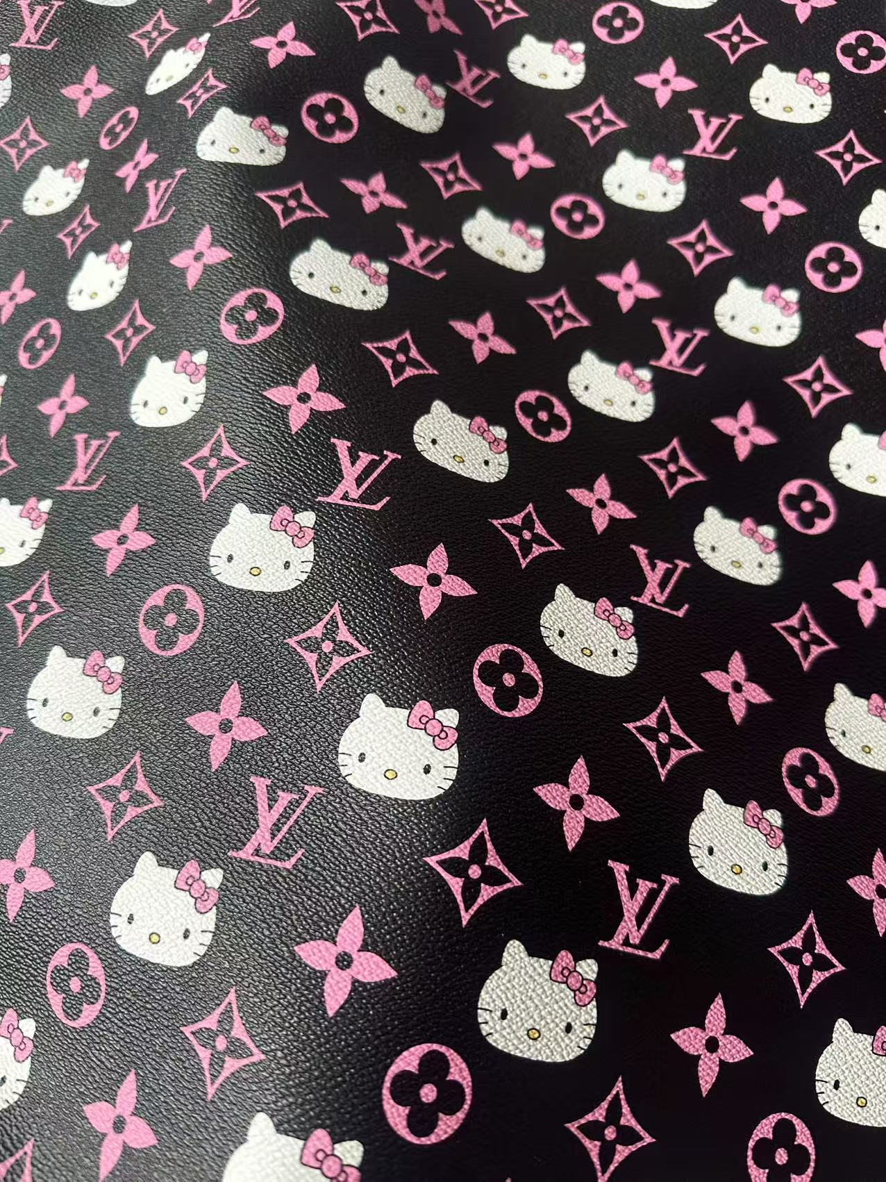 Craft Pink LV With Hello Kitty Vinly Leather For Handmade Shoes , Car Upholstery Handicraft Goods