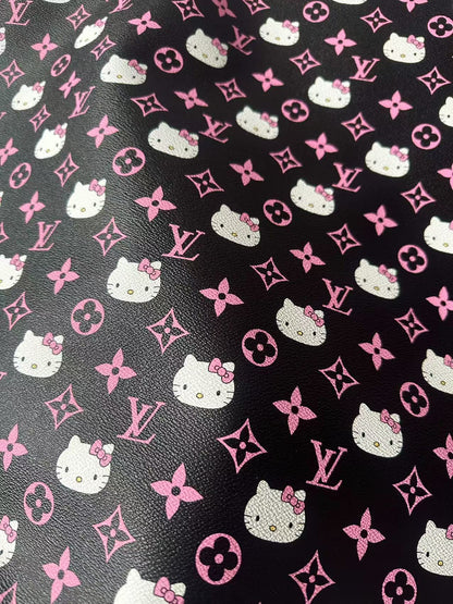 Craft Pink LV With Hello Kitty Vinly Leather For Handmade Shoes , Car Upholstery Handicraft Goods