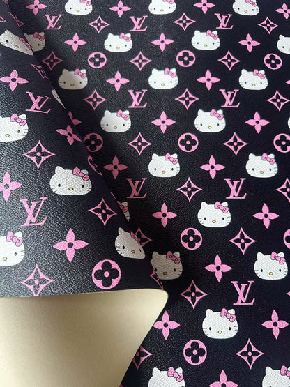 Craft Pink LV With Hello Kitty Vinly Leather For Handmade Shoes , Car Upholstery Handicraft Goods
