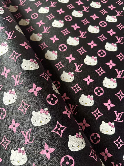 Craft Pink LV With Hello Kitty Vinly Leather For Handmade Shoes , Car Upholstery Handicraft Goods