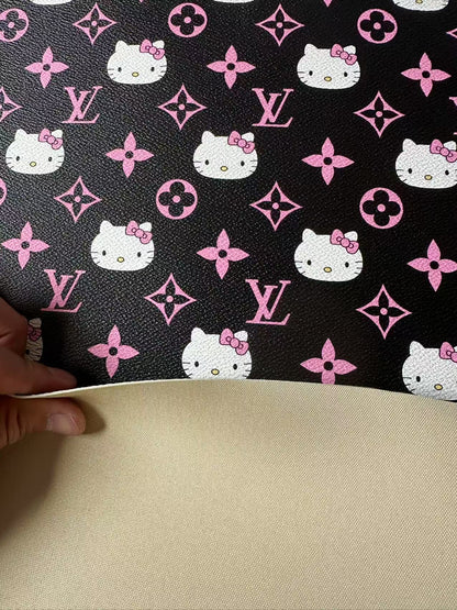 Craft Pink LV With Hello Kitty Vinly Leather For Handmade Shoes , Car Upholstery Handicraft Goods