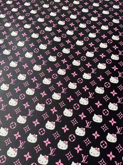 Craft Pink LV With Hello Kitty Vinly Leather For Handmade Shoes , Car Upholstery Handicraft Goods