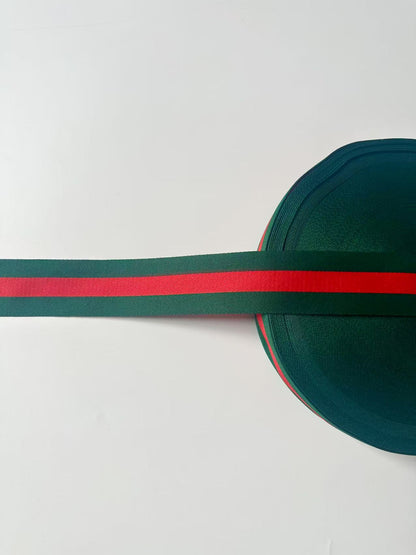 Craft Gucci 1.5 inch Strap ,Handmade Striped Ribbon Trim Embroidered For shoes ,Bags ,Handicrafts By Yard (Green with Red )