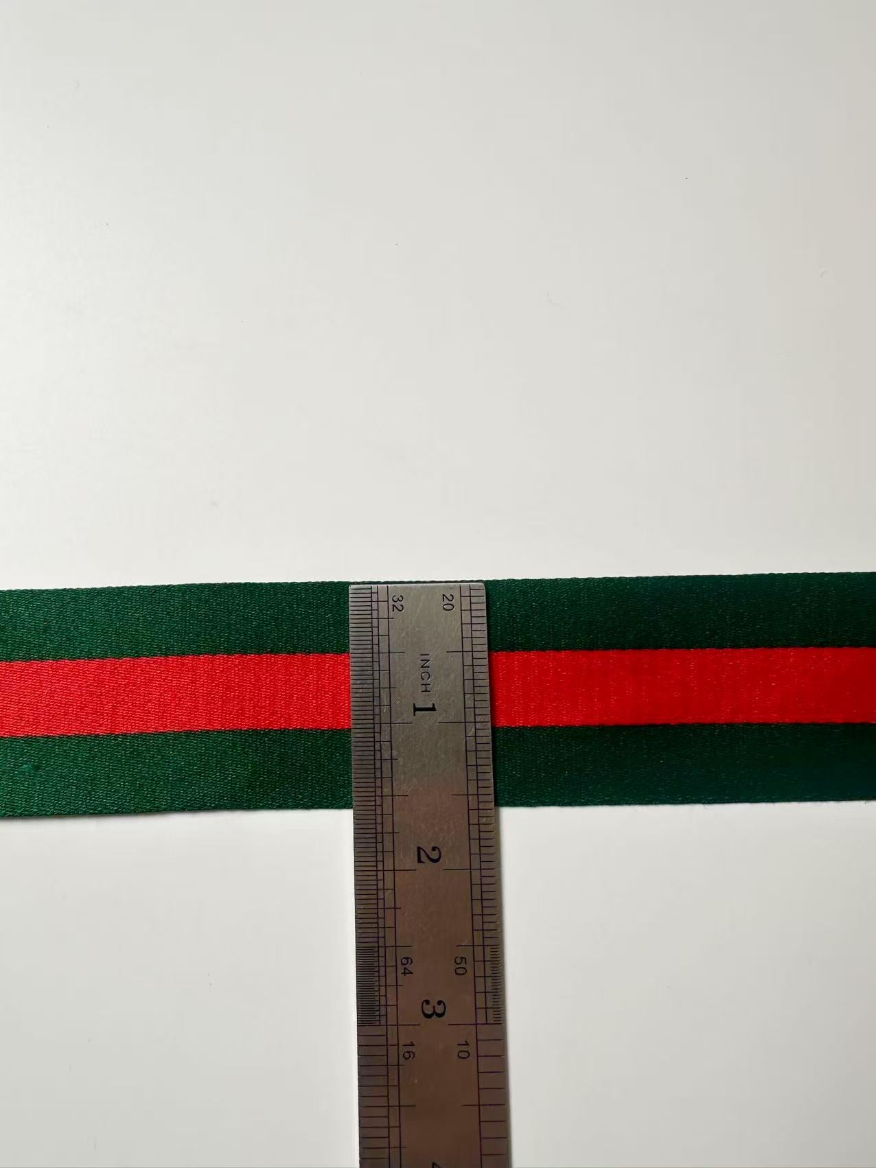 Craft Gucci 1.5 inch Strap ,Handmade Striped Ribbon Trim Embroidered For shoes ,Bags ,Handicrafts By Yard (Green with Red )