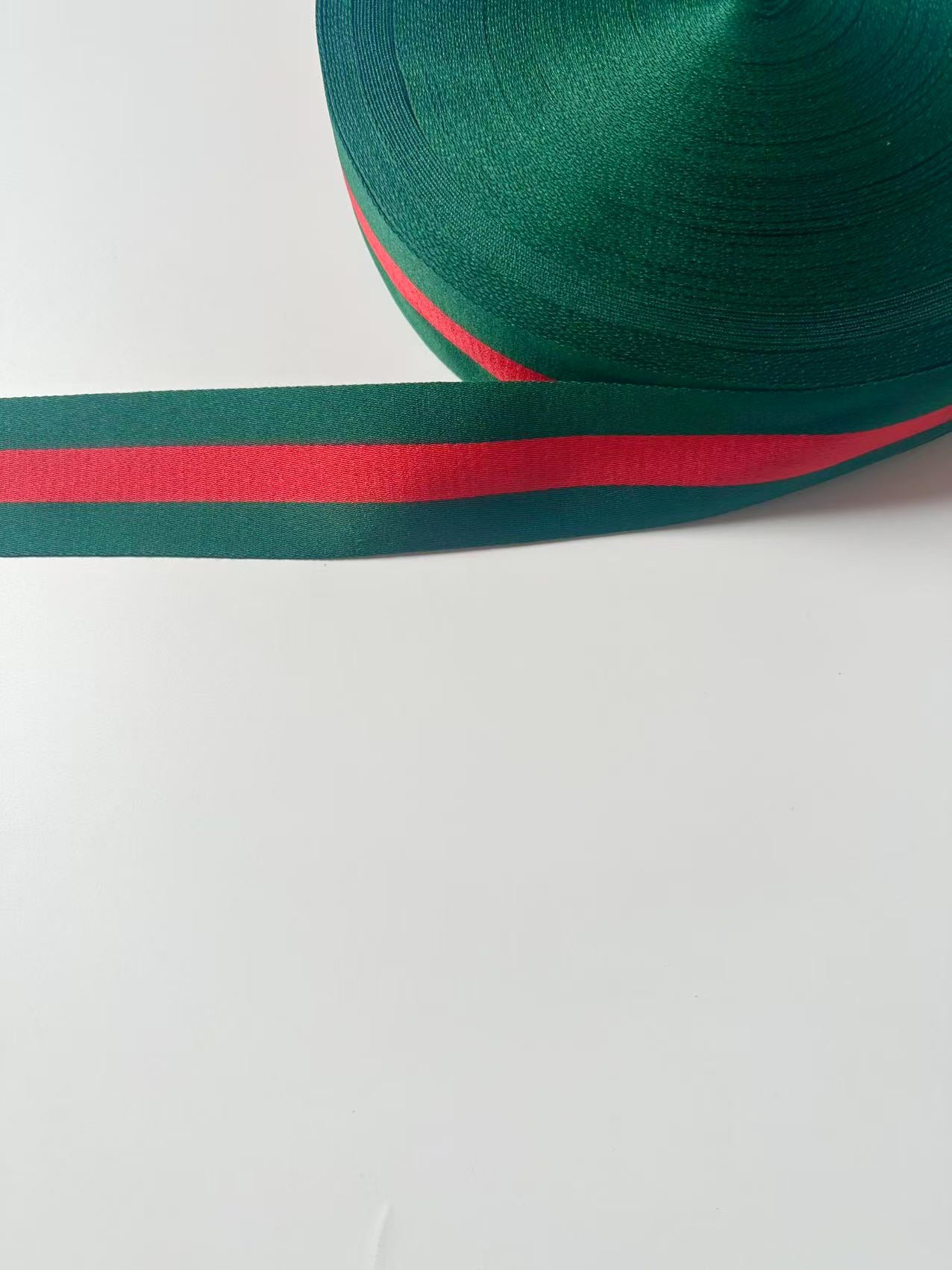 Craft Gucci 1.5 inch Strap ,Handmade Striped Ribbon Trim Embroidered For shoes ,Bags ,Handicrafts By Yard (Green with Red )