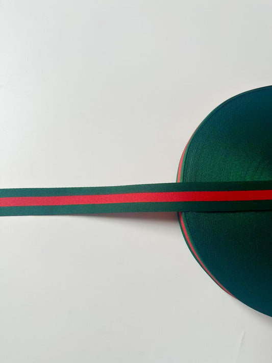 Craft Gucci 1 inch Strap ,Handmade Striped Ribbon Trim Embroidered For shoes ,Bags ,Handicrafts By Yard (Green with Red )