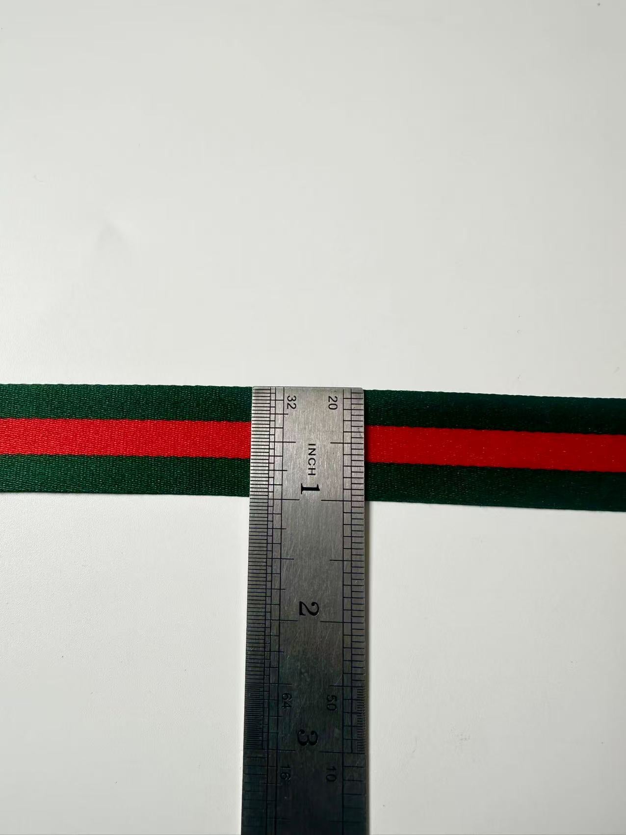 Craft Gucci 1 inch Strap ,Handmade Striped Ribbon Trim Embroidered For shoes ,Bags ,Handicrafts By Yard (Green with Red )