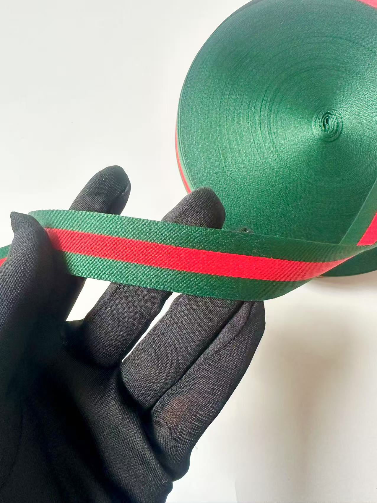 Craft Gucci 1 inch Strap ,Handmade Striped Ribbon Trim Embroidered For shoes ,Bags ,Handicrafts By Yard (Green with Red )