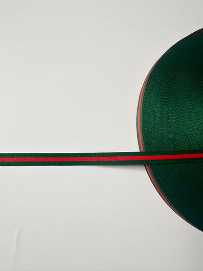 Craft Gucci 0.4 inch Strap ,Handmade Striped Ribbon Trim Embroidered For shoes ,Bags ,Handicrafts By Yard (Green with Red )