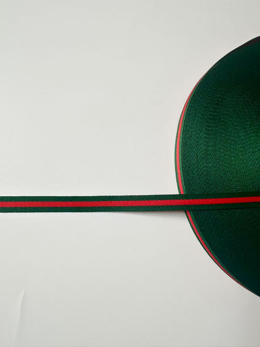 Craft Gucci 0.4 inch Strap ,Handmade Striped Ribbon Trim Embroidered For shoes ,Bags ,Handicrafts By Yard (Green with Red )