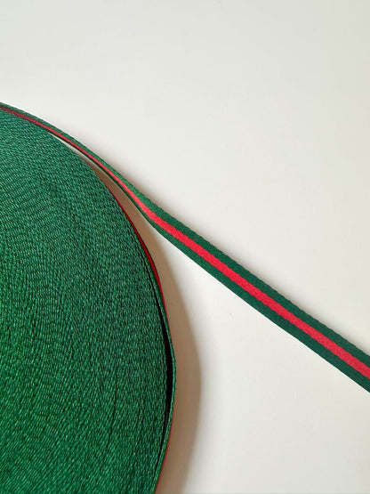 Craft Gucci 0.4 inch Strap ,Handmade Striped Ribbon Trim Embroidered For shoes ,Bags ,Handicrafts By Yard (Green with Red )