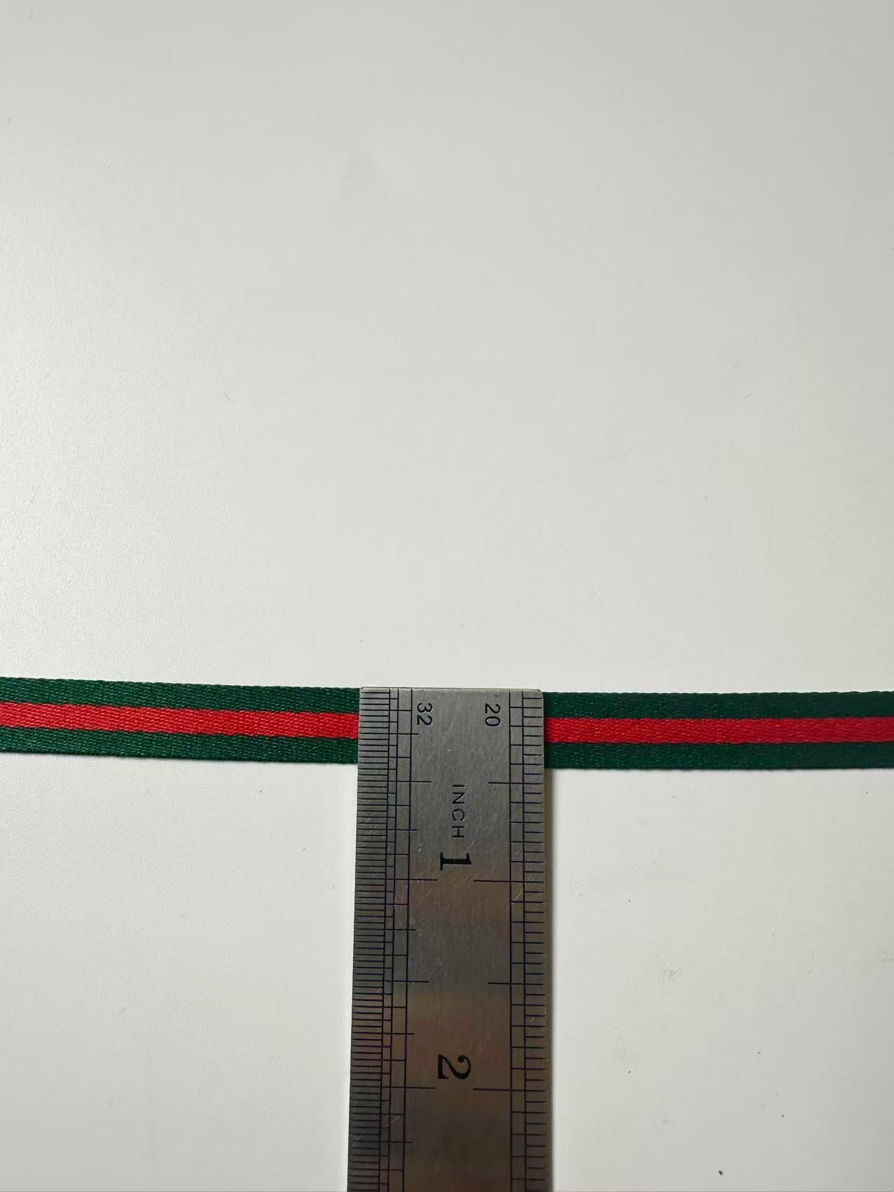 Craft Gucci 0.4 inch Strap ,Handmade Striped Ribbon Trim Embroidered For shoes ,Bags ,Handicrafts By Yard (Green with Red )
