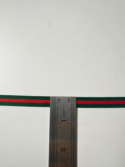 Craft Gucci 0.4 inch Strap ,Handmade Striped Ribbon Trim Embroidered For shoes ,Bags ,Handicrafts By Yard (Green with Red )