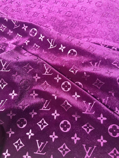 Popular Luxury LV Knitting Velvet Fabric For Handmade Sneaker,Car Upholstery and Apparel By Yard(Purple)