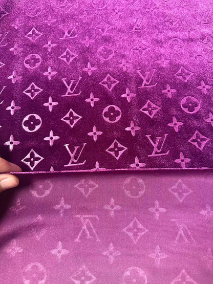Popular Luxury LV Knitting Velvet Fabric For Handmade Sneaker,Car Upholstery and Apparel By Yard(Purple)