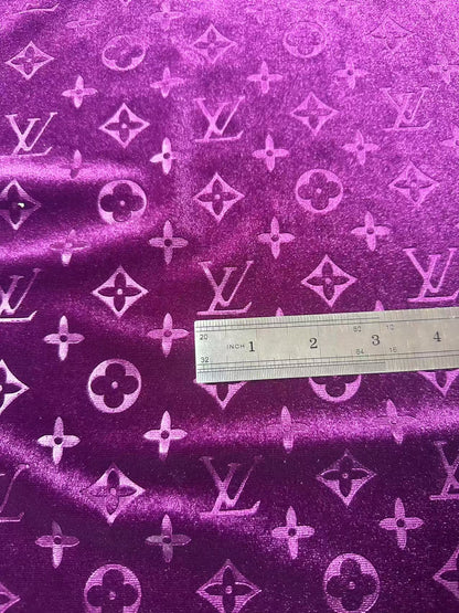 Popular Luxury LV Knitting Velvet Fabric For Handmade Sneaker,Car Upholstery and Apparel By Yard(Purple)
