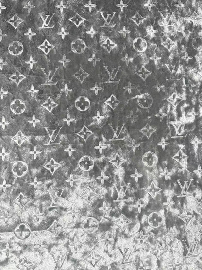 Popular Luxury LV Knitting Reflective Velvet Fabric For Handmade Sneaker,Dress Clothing and Apparel By Yard(Gray)