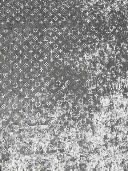 Popular Luxury LV Knitting Reflective Velvet Fabric For Handmade Sneaker,Dress Clothing and Apparel By Yard(Gray)
