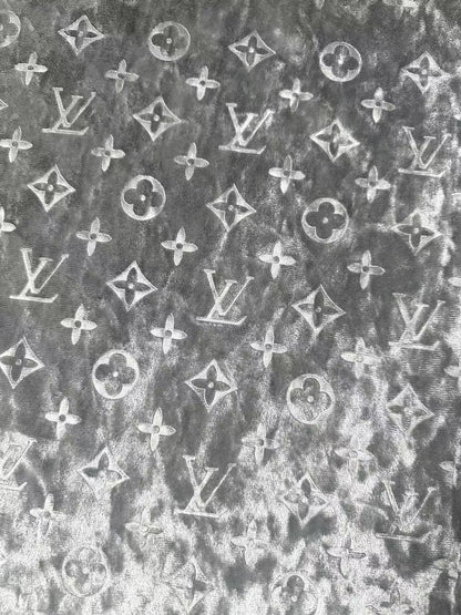 Popular Luxury LV Knitting Reflective Velvet Fabric For Handmade Sneaker,Dress Clothing and Apparel By Yard(Gray)