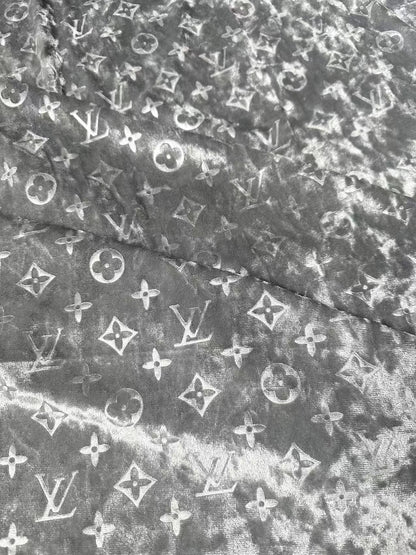Popular Luxury LV Knitting Reflective Velvet Fabric For Handmade Sneaker,Dress Clothing and Apparel By Yard(Gray)