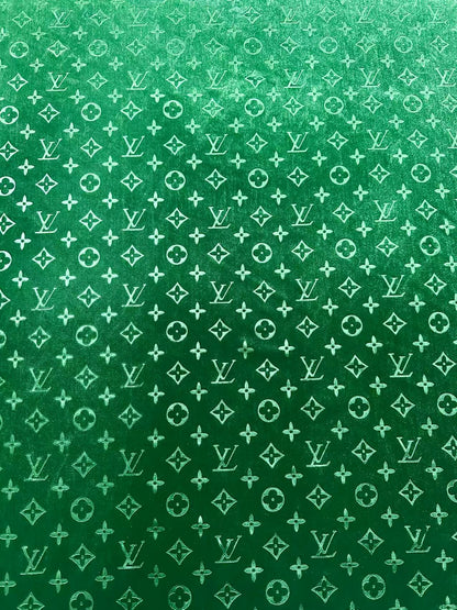 Popular Luxury LV Knitting Velvet Fabric For Handmade Sneaker,Car Upholstery and Apparel By Yard(Forest Green)