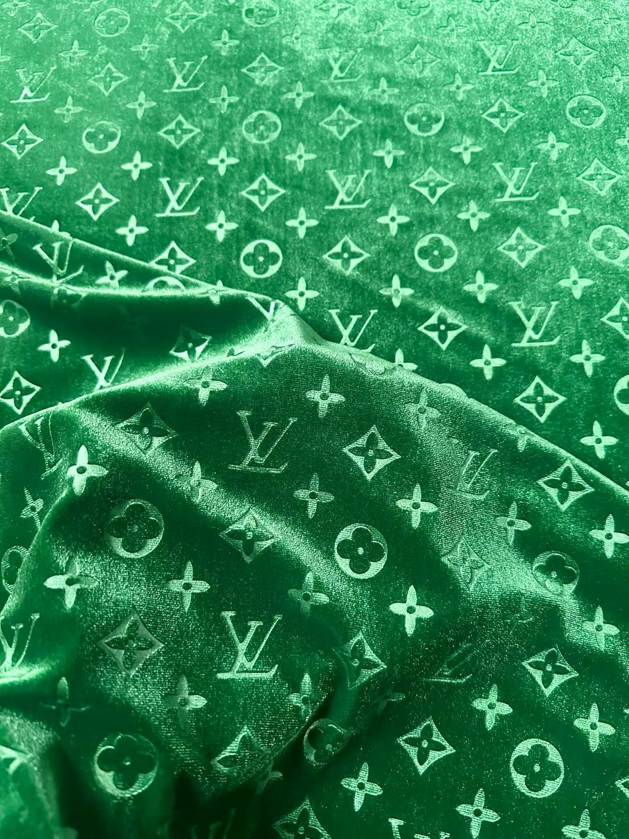 Popular Luxury LV Knitting Velvet Fabric For Handmade Sneaker,Car Upholstery and Apparel By Yard(Forest Green)