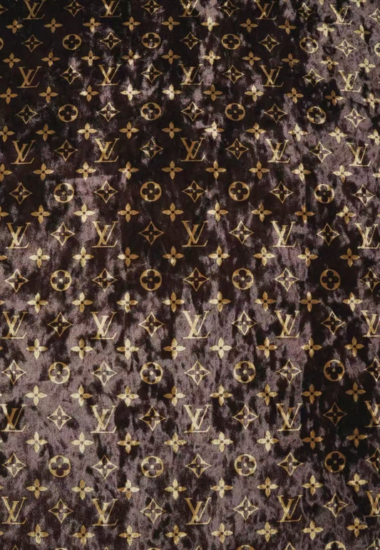 Craft Luxury LV Knitting Velvet Fabric For Handmade Sneaker,Car Upholstery and Clothing By Yard (Brown)