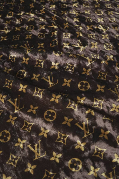 Craft Luxury LV Knitting Velvet Fabric For Handmade Sneaker,Car Upholstery and Clothing By Yard (Brown)