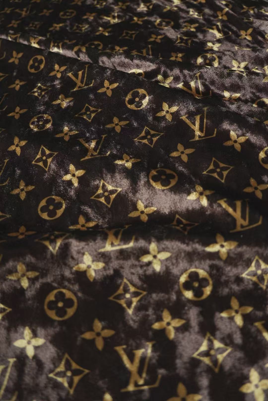 Craft Luxury LV Knitting Velvet Fabric For Handmade Sneaker,Car Upholstery and Clothing By Yard (Brown)