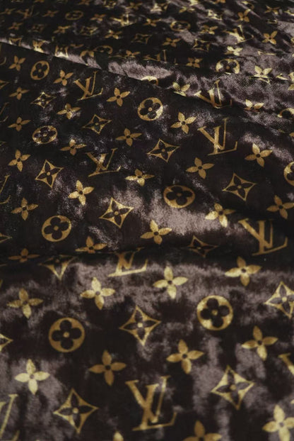 Craft Luxury LV Knitting Velvet Fabric For Handmade Sneaker,Car Upholstery and Clothing By Yard (Brown)