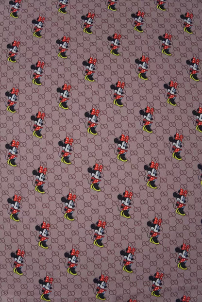 Fashion Gucci Disney Minnie Mouse Cotton With Polyester Fabric, Clothing Elastic Fabric By Yard