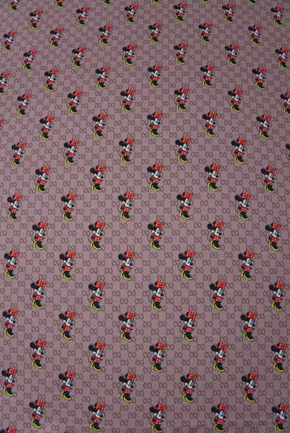 Fashion Gucci Disney Minnie Mouse Cotton With Polyester Fabric, Clothing Elastic Fabric By Yard