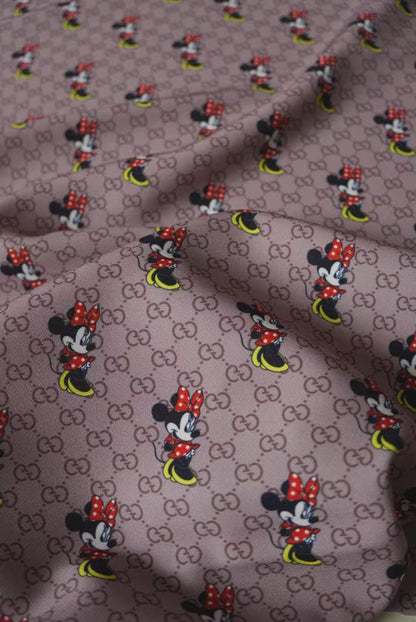 Fashion Gucci Disney Minnie Mouse Cotton With Polyester Fabric, Clothing Elastic Fabric By Yard