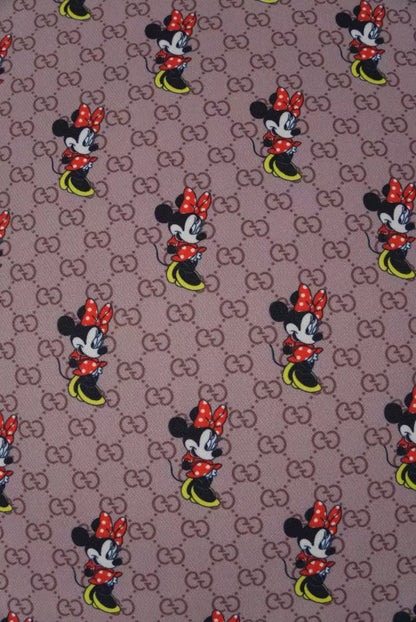 Fashion Gucci Disney Minnie Mouse Cotton With Polyester Fabric, Clothing Elastic Fabric By Yard