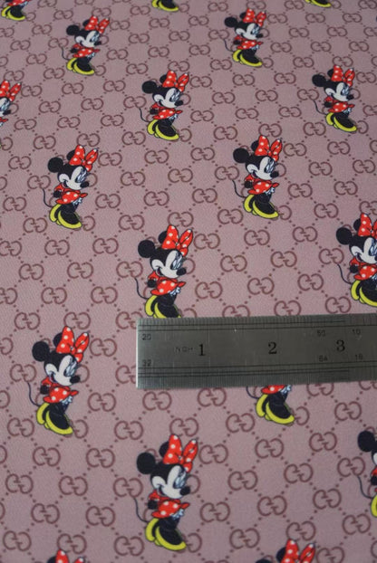 Fashion Gucci Disney Minnie Mouse Cotton With Polyester Fabric, Clothing Elastic Fabric By Yard