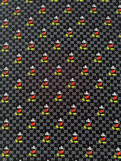 Fashion Gucci Disney Mickey Mouse Cotton With Polyester Fabric, Clothing Elastic Fabric By Yard