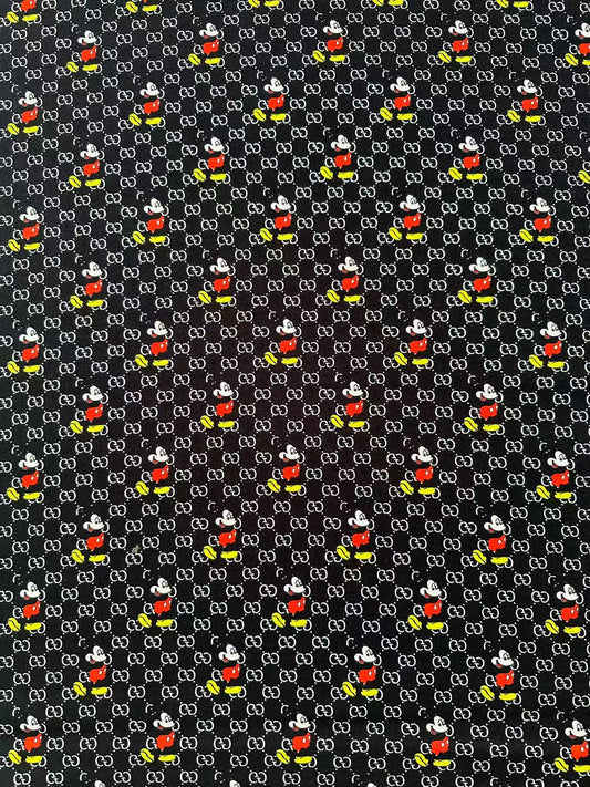 Fashion Gucci Disney Mickey Mouse Cotton With Polyester Fabric, Clothing Elastic Fabric By Yard