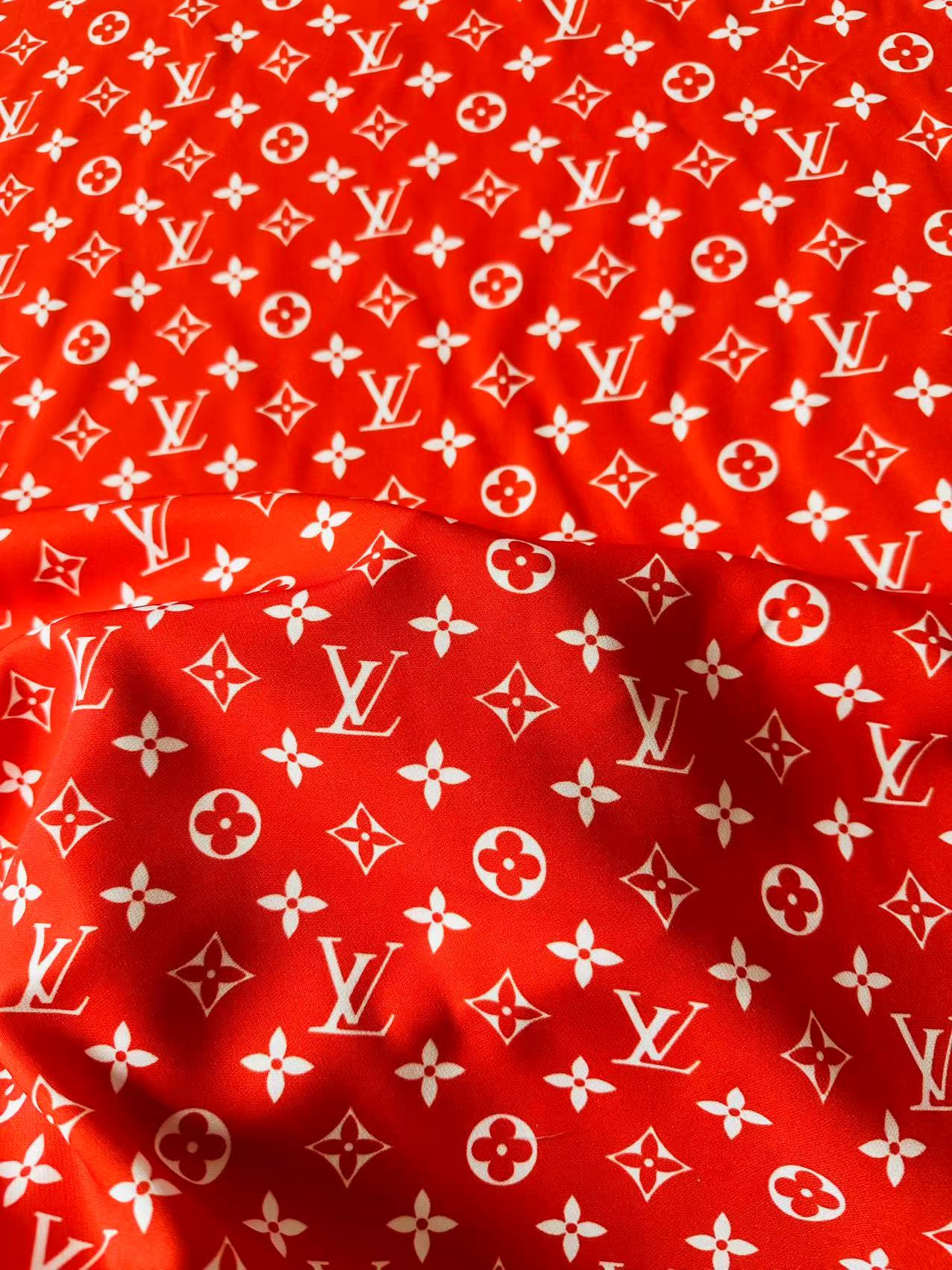 Craft Red With White LV Cotton And Polyester Cloth Fabric For DIY Handicraft Apparel