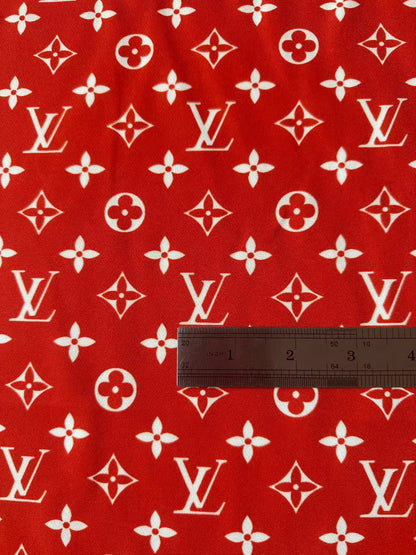 Craft Red With White LV Cotton And Polyester Cloth Fabric For DIY Handicraft Apparel