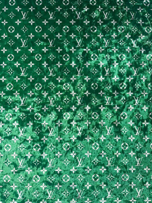 Craft Luxury LV Knitting Velvet Fabric For Handmade Sneaker,Car Upholstery and Clothing By Yard (Green)