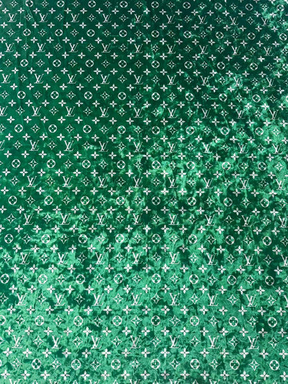 Craft Luxury LV Knitting Velvet Fabric For Handmade Sneaker,Car Upholstery and Clothing By Yard (Green)