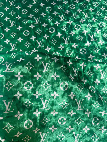 Craft Luxury LV Knitting Velvet Fabric For Handmade Sneaker,Car Upholstery and Clothing By Yard (Green)