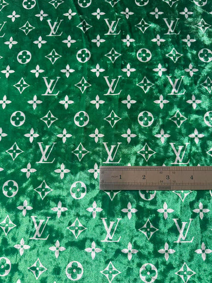 Craft Luxury LV Knitting Velvet Fabric For Handmade Sneaker,Car Upholstery and Clothing By Yard (Green)
